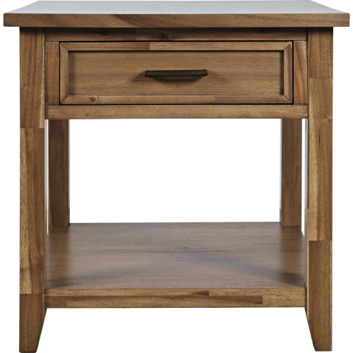 Claremont Square Storage End Table in Wire Brushed Brown Wood